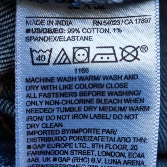 GAP jeans men's size W32/L32 denim blue slim fit - Picture 6 of 14